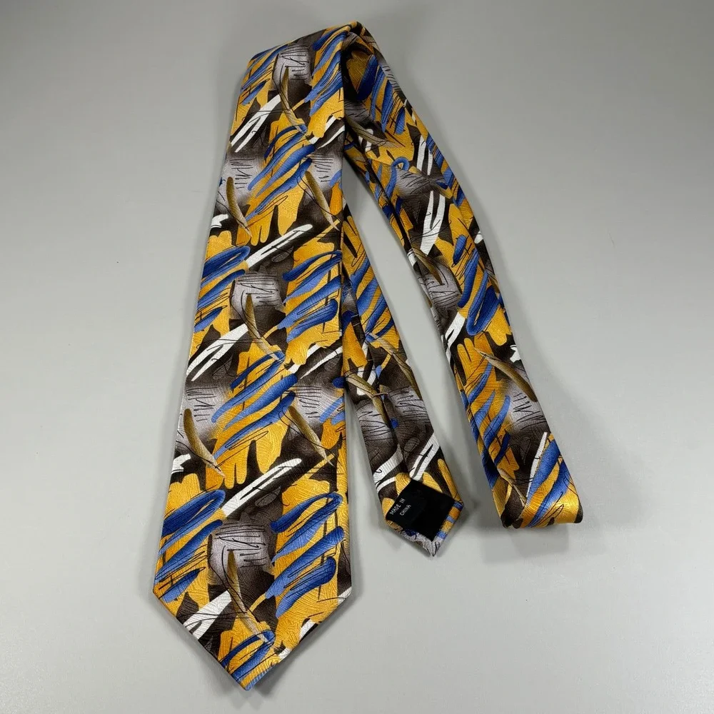 J.‎ Garcia Men's Zoot Collection Fifty-Four Abstract Silk Tie Yellow Blue